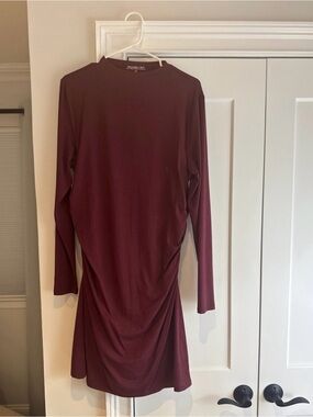 Abercrombie & Fitch Long-Sleeve Ruched Dress - Burgundy